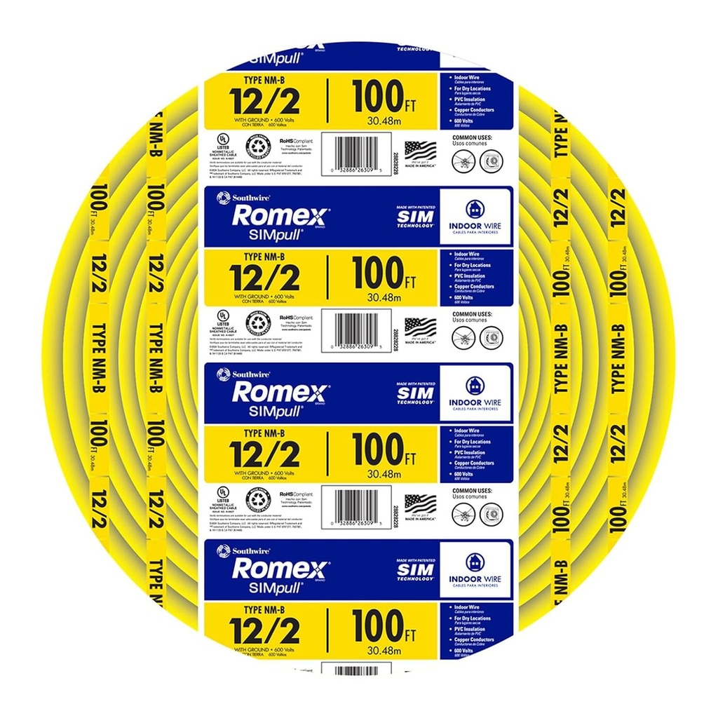 [28828228]  12/2 100ft  Electrical Wire, Yellow