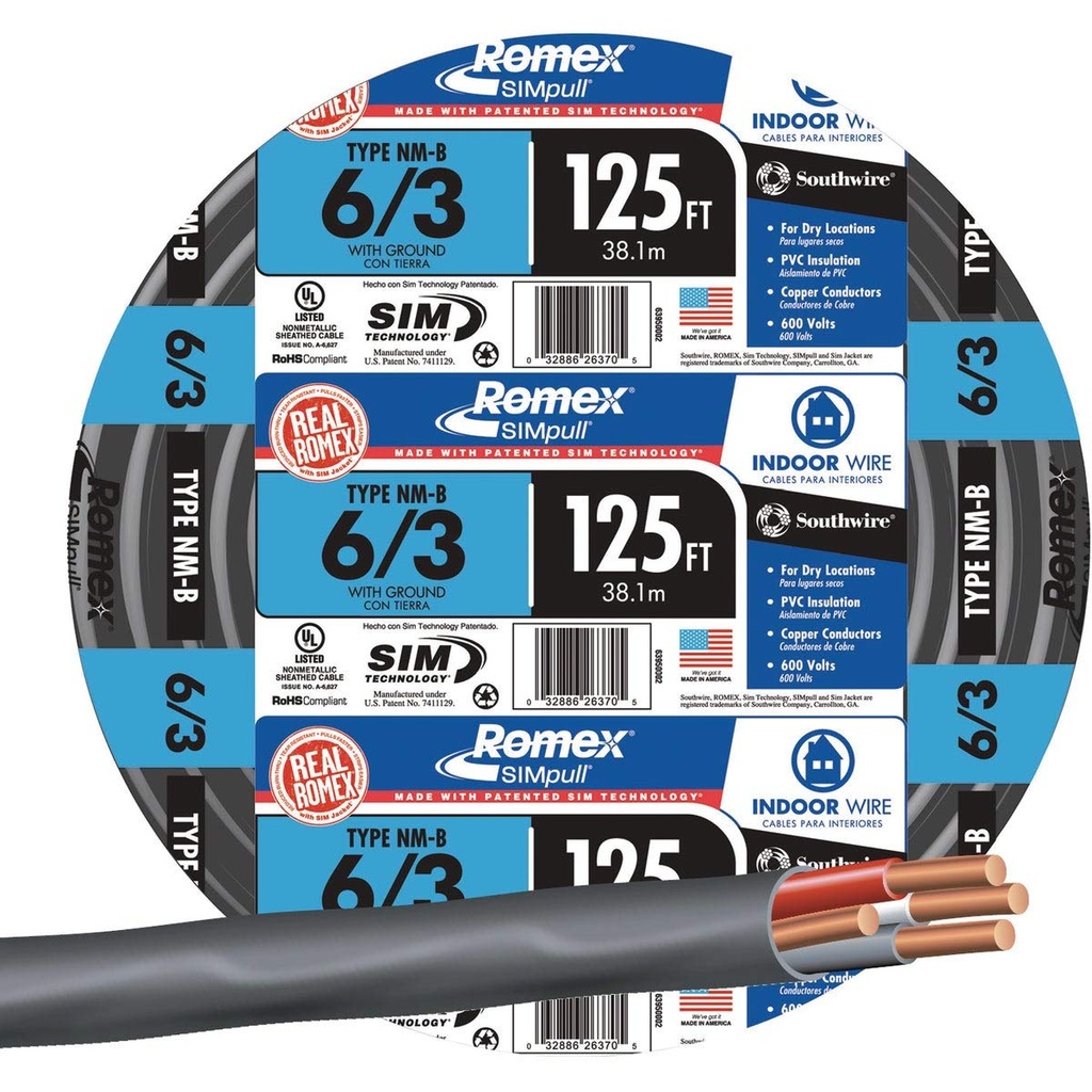 [63950002] 125ft. 6-Gauge 3-Conductor Nonmetallic Sheathed Cable
