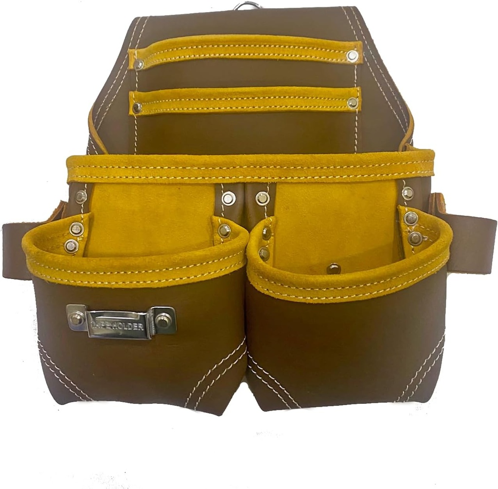 5 POCKET LEATHER POUCH -COFFEE
