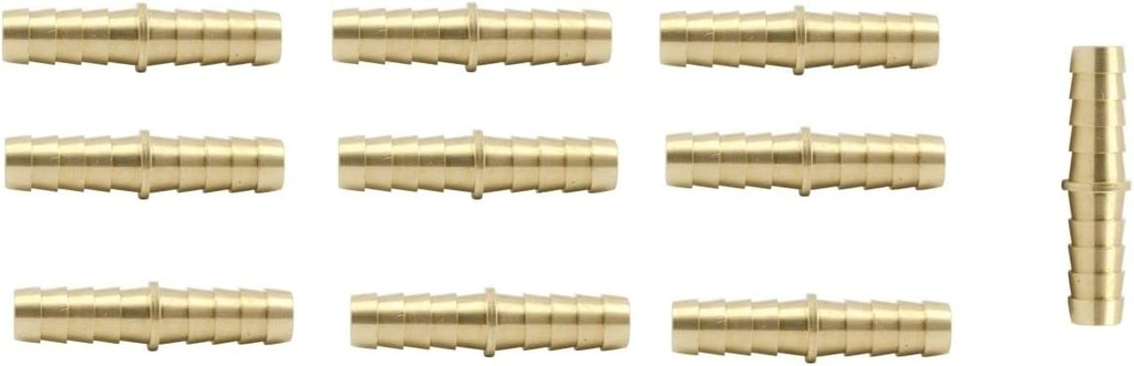 [22-159] (10pk) 1/4in. Hose Barb Fitting Brass Splicer