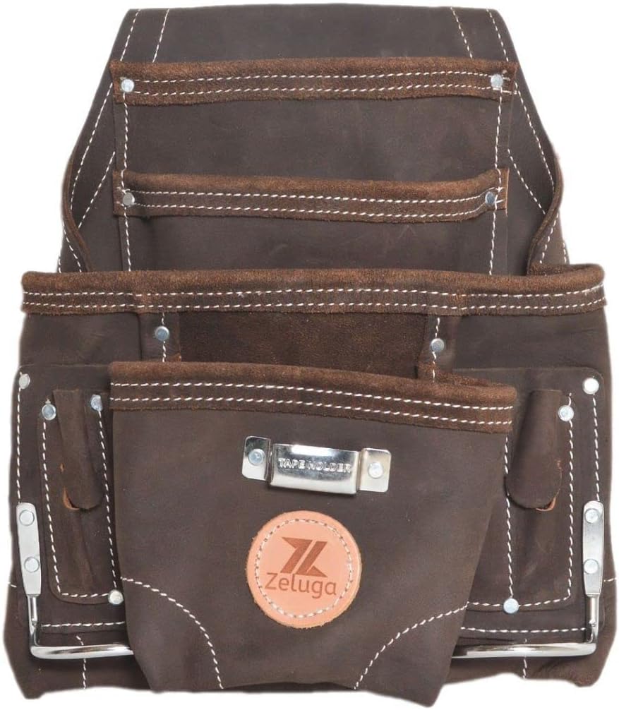 [20-148] 10 Pocket Leather Tool Bag, Oil Tan 