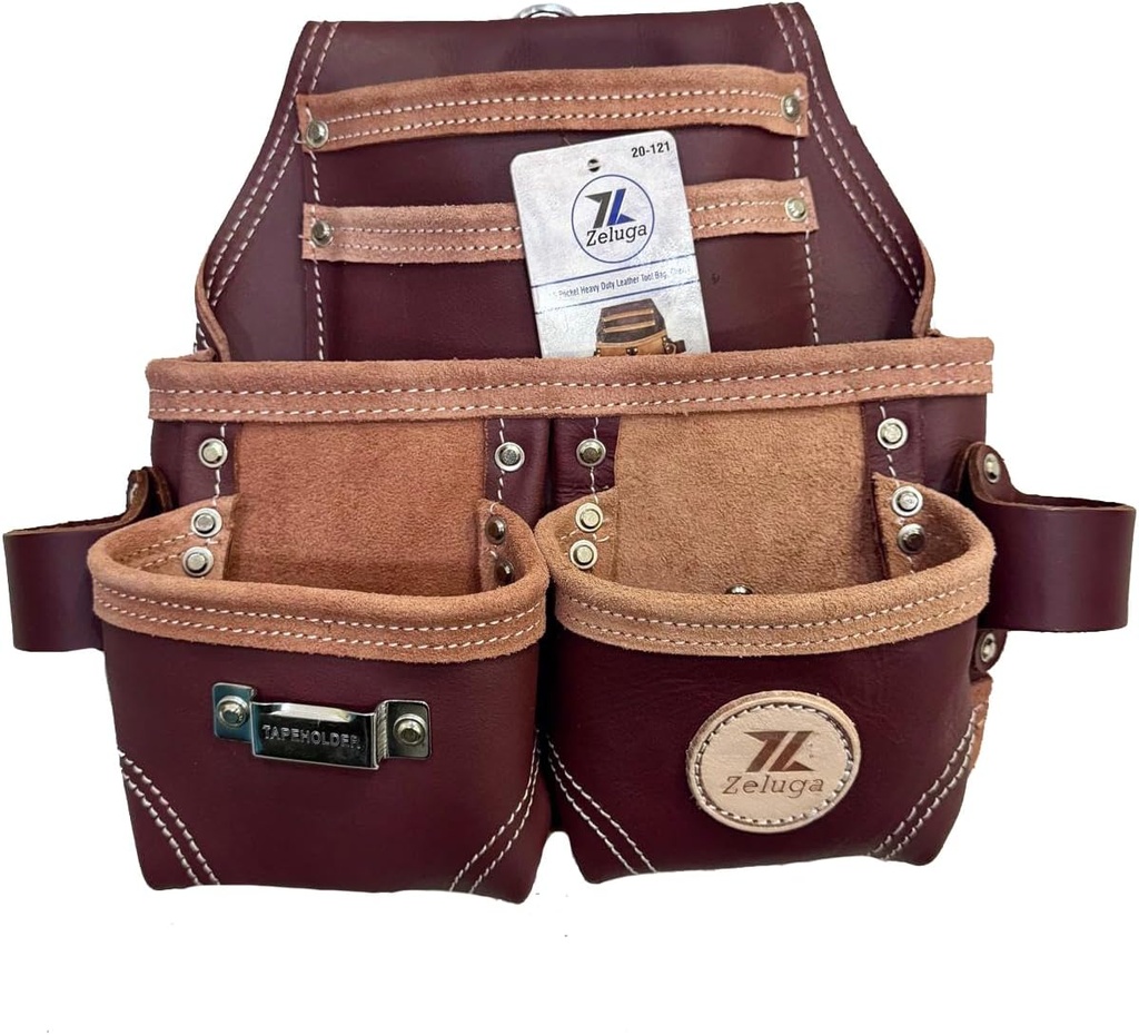 5 POCKET LEATHER POUCH -CHERRY 