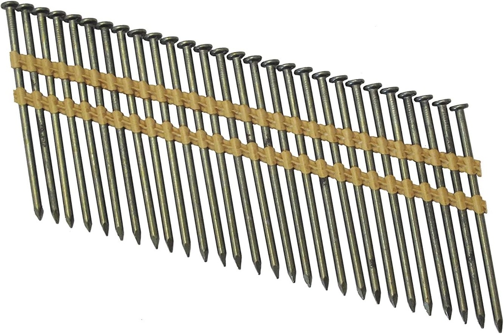 21 Degree, 3" x 0.120" Plastic Strip Round Head Bright Coated Collated Framing Nails