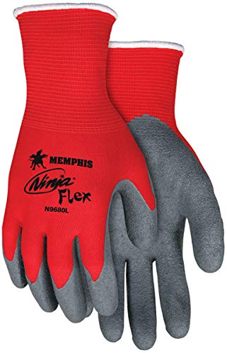 Ninja Flex Glove, Large, Red/Gray, 12 Pairs