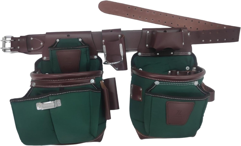 100% Leather Tool Belt Bag, Green