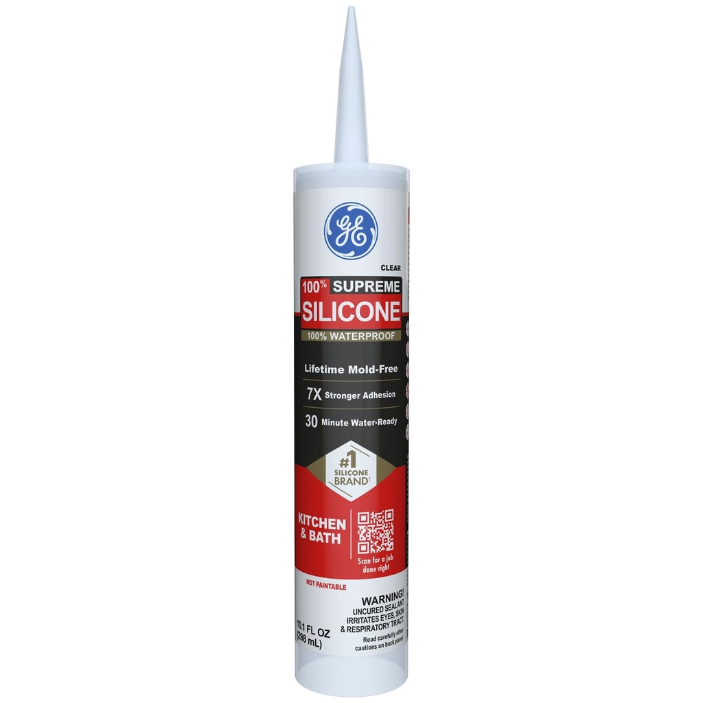 [2822051] GE Sealants & Adhesives M90006 Supreme Silicone Kitchen & Bath Sealant, 10.1oz, Clear