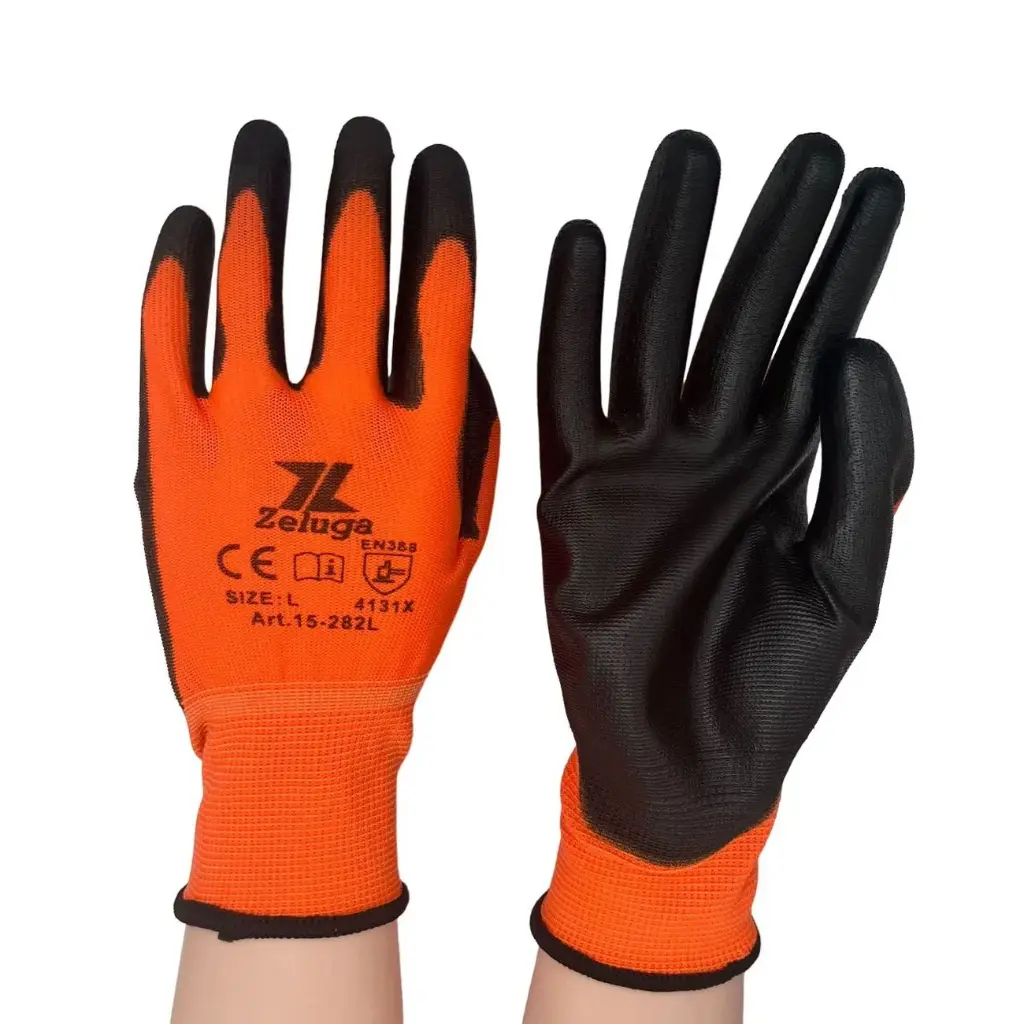 [15-282-M] (M)13 G knitted orange nylon coated