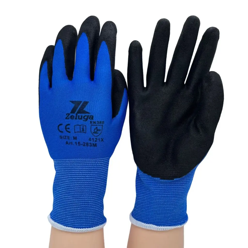 (L)-13 G Blue Nylon Coated Black Nitrile-12PK