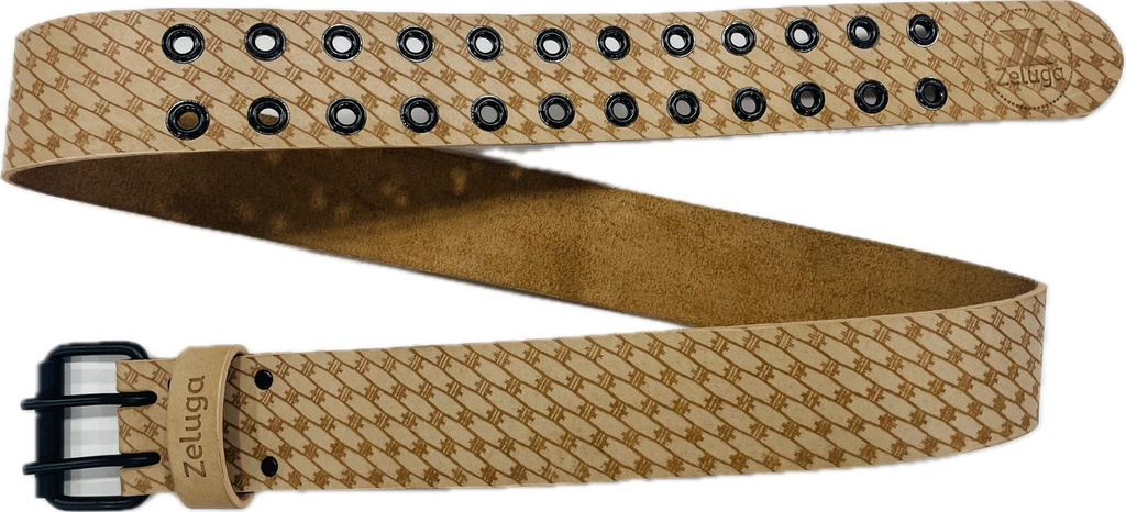 [20-381] 2in. Natural/Checkered Leather Belt