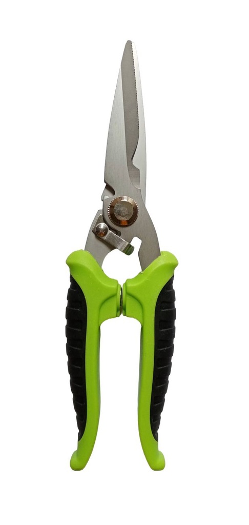 8in. Stainless Steel Straight Cut Utility Snip with PVC Handle, Green/Black