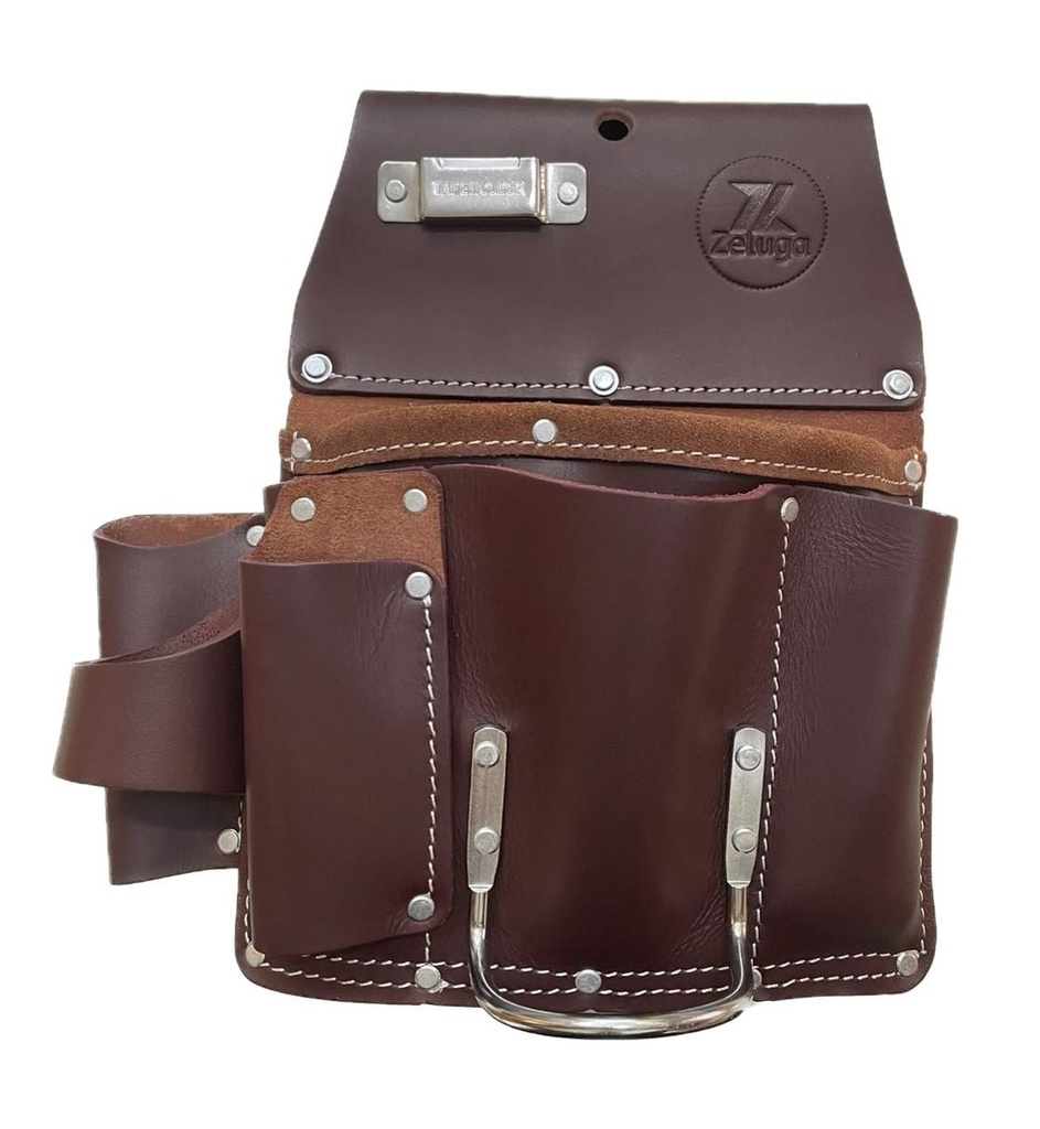 11 Pocket Pro Leather Drywall Pouch, Cherry