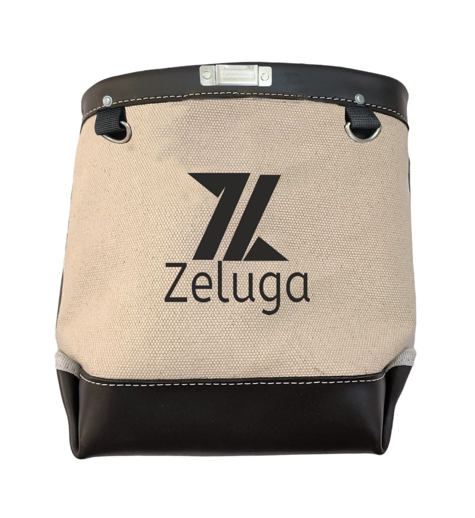[20-339] White Canvas Fire Resistant, Black Leather Bolt Bag