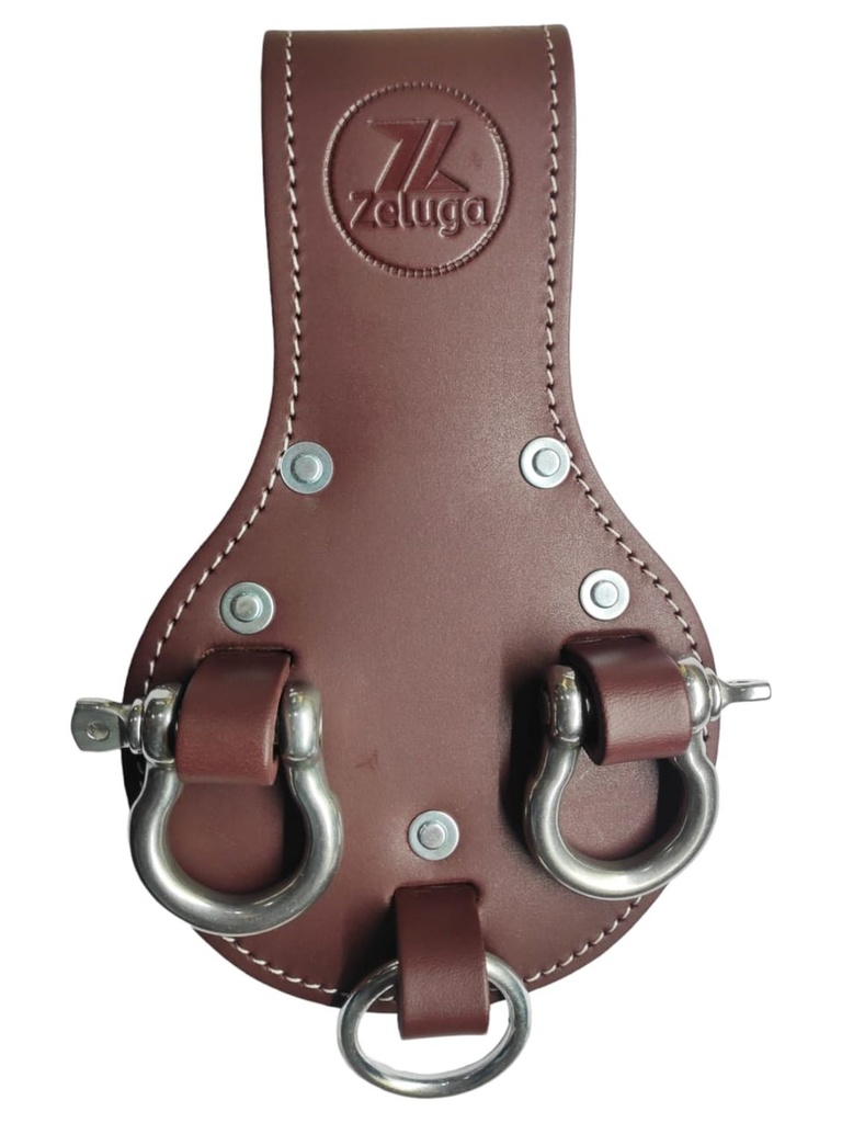 [20-410] Premium Leather 3 Rings Spud Wrench Holder, Cherry