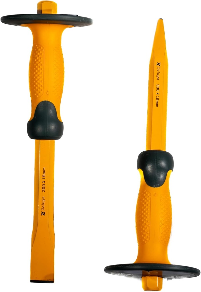 12in. x 3/4in. Pro Hex Pointed and Flat Chisel with BI Material Grip Combo