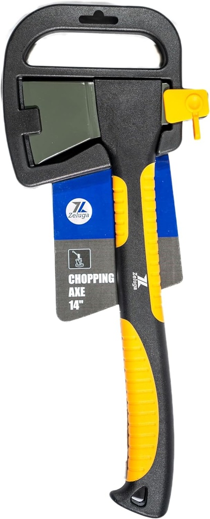 [25-360] 14in. Pro Chopping Axe with Fiberglass Handle, Wood Splitting Tool - Shock Absorbing Handle, 5G Packed Plastic Cover