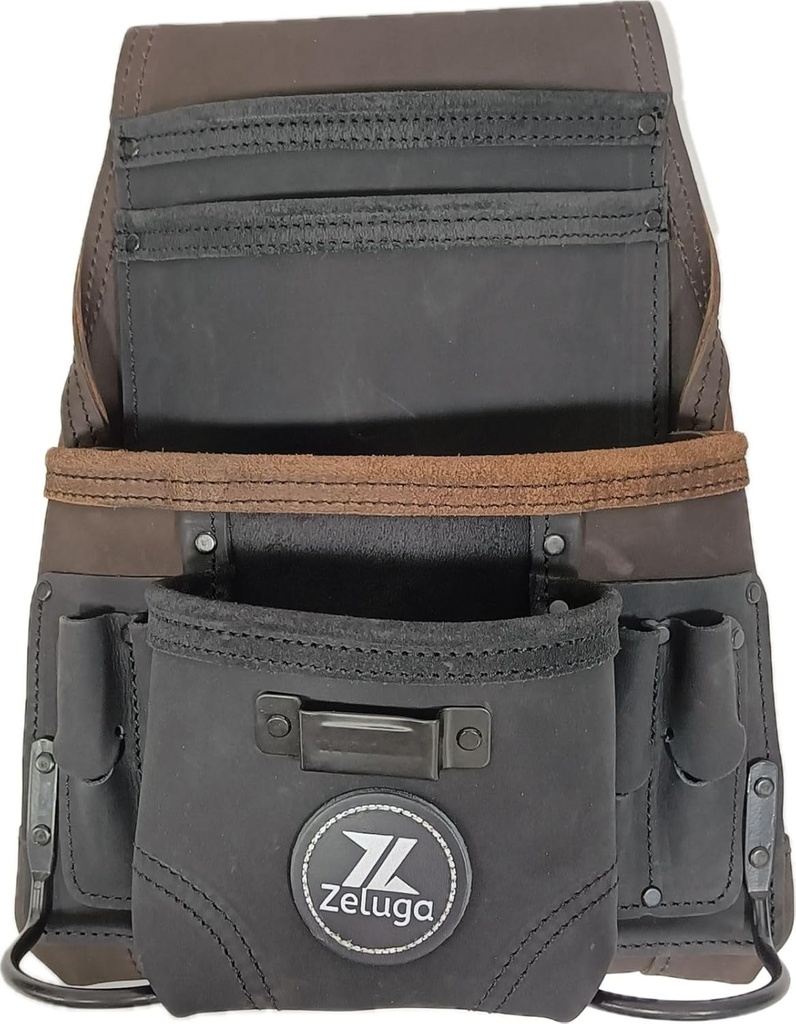 Brown 10 Pkts Nubuck Leather Pouch