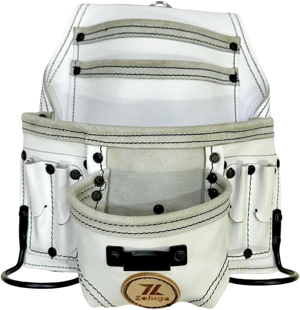 10pk Leather tool Pouch White