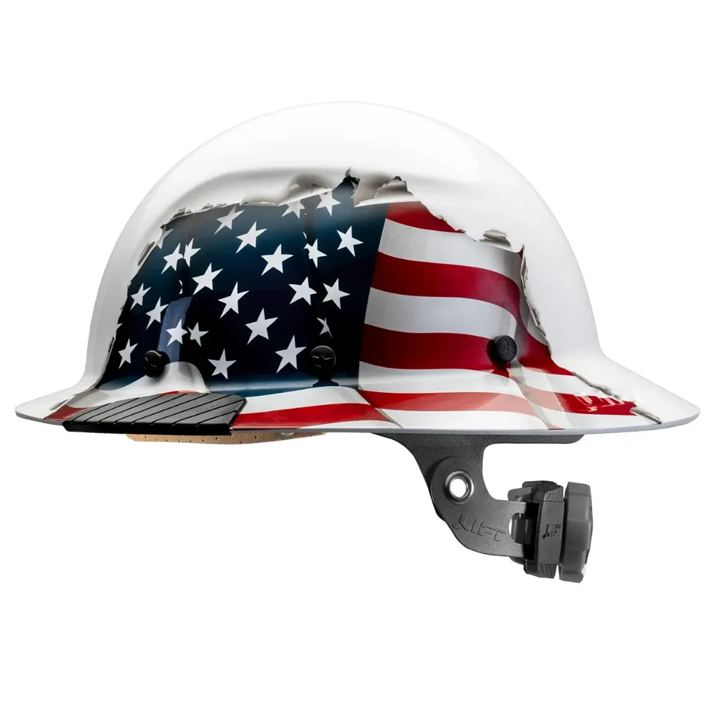Lift Dax Fiber Resin Full Brim Safety Helmet/Hard Hat, American Flag