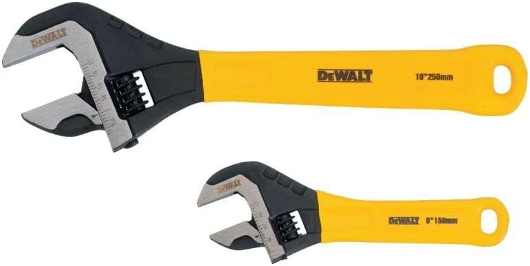 2 Pc. Dip Grip Adjustable Wrench, Yellow