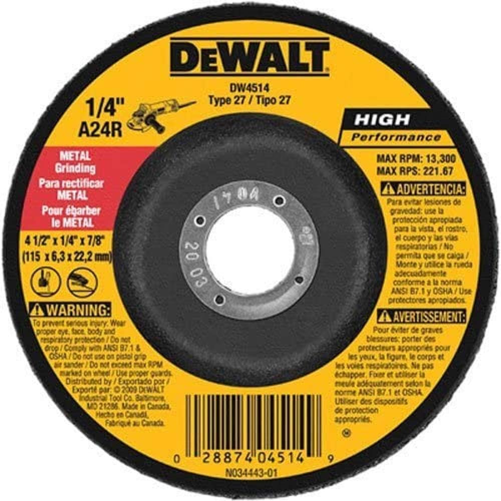 4-1/2in. x 1/4in. x 7/8in. High Performance Metal Grinding Wheel