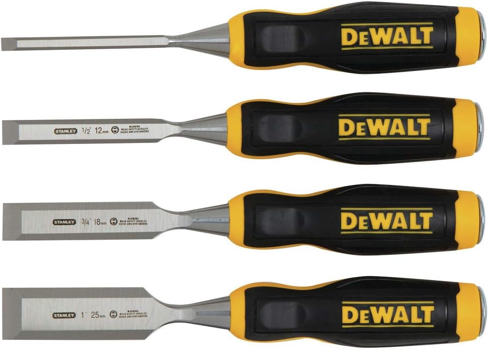 4 Pc. Wood Chisel Set, Yellow/Black