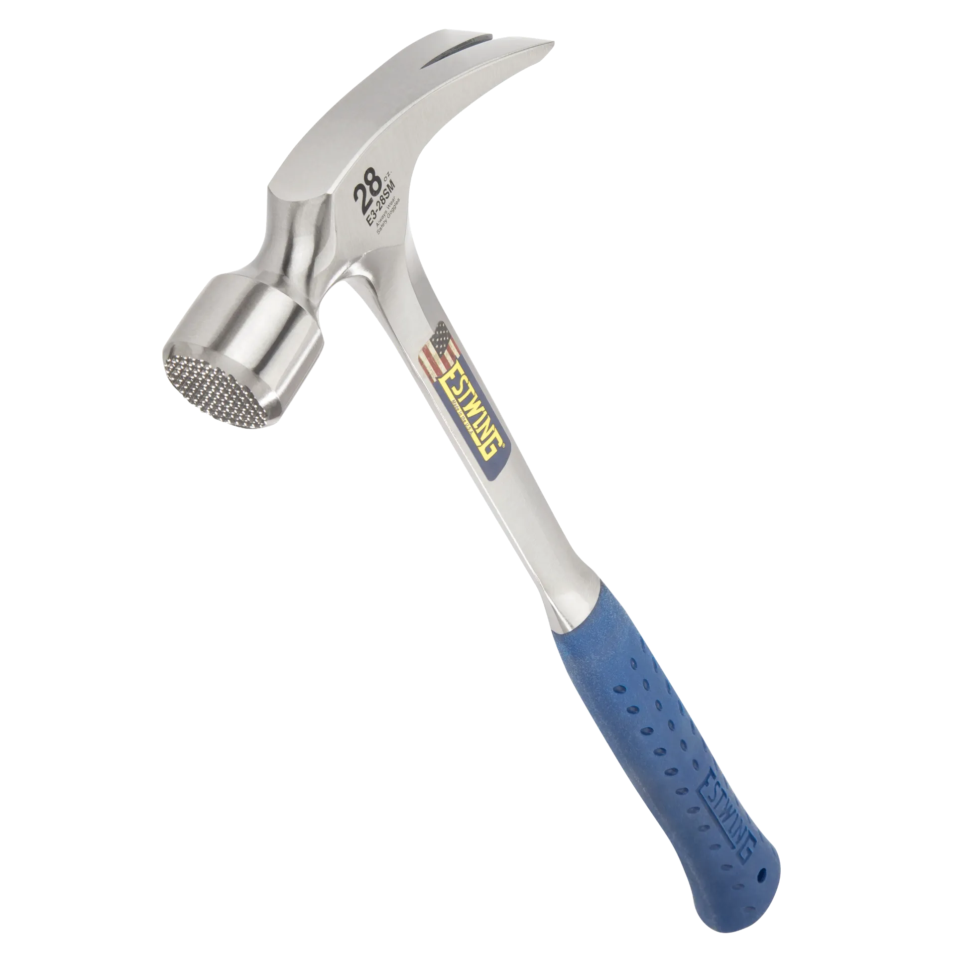 [E3-28SM] 28 Oz  Framing Hammer/Milled Face, Blue Grip