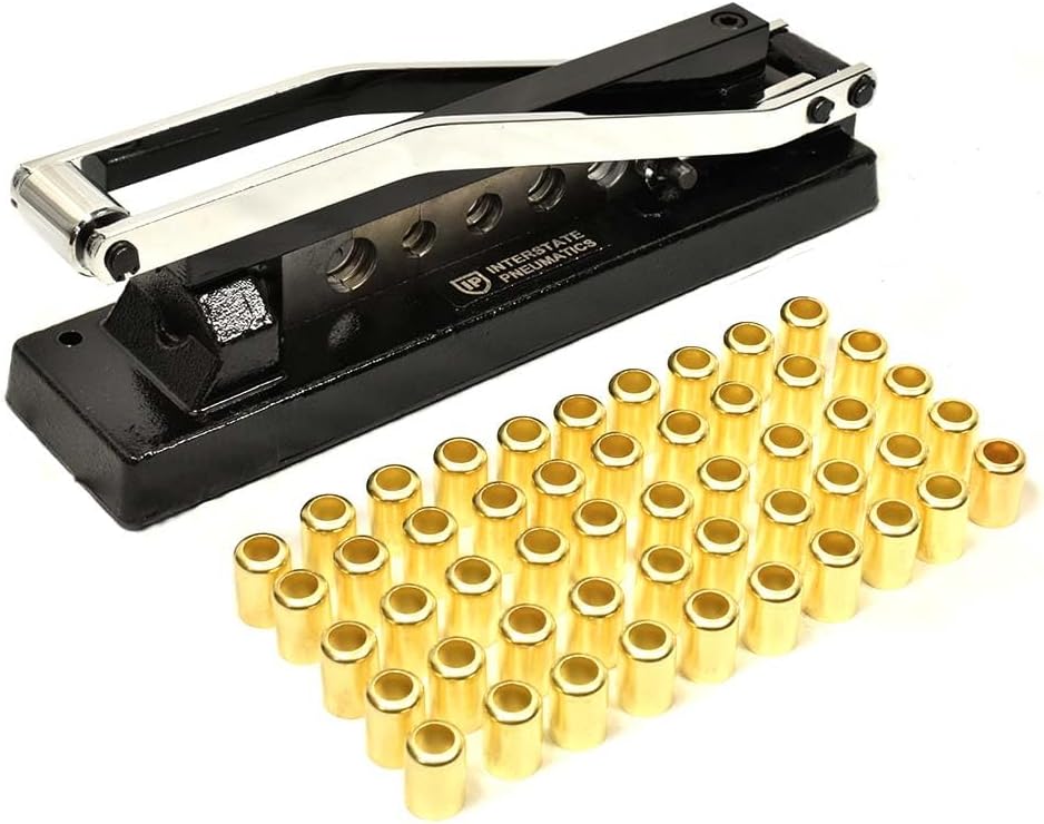 Heavy-Duty Bench Crimper (H8) with Ferrules (50pk) 0.625 Inch ID x 1 Inch & 0.656 Inch ID x 1 Inch