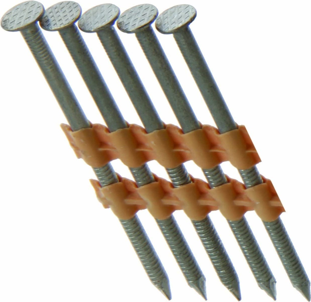 21 Degree, 3" x 0.120" Plastic Strip Round Head Exterior Galvanized Collated Framing Nails